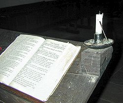lectern and candle
